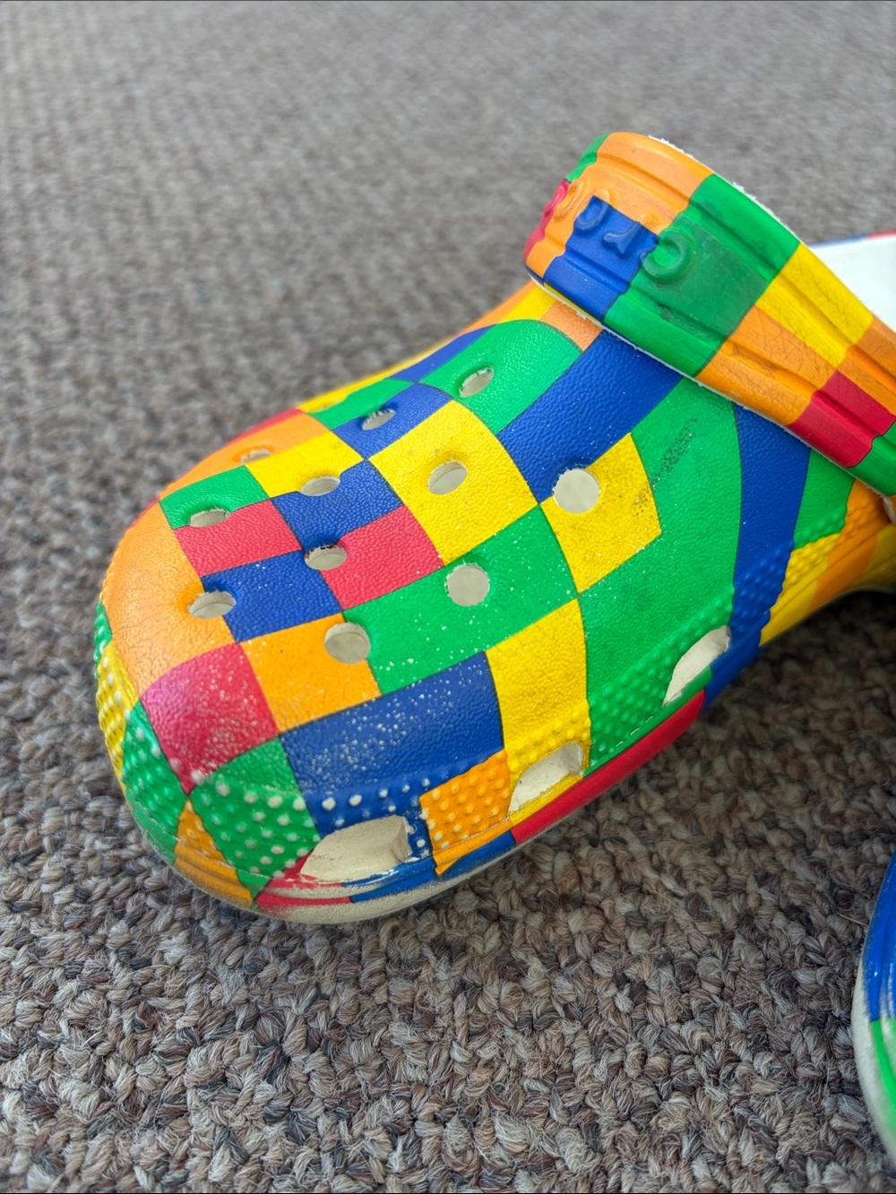 CROCS Kids Multicolor Checkerboard Slip-On Clogs - Picture 9 of 9